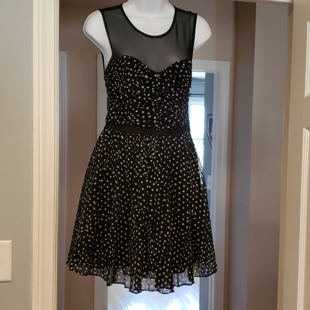 Guess Black and white polka-dot chiffon dress